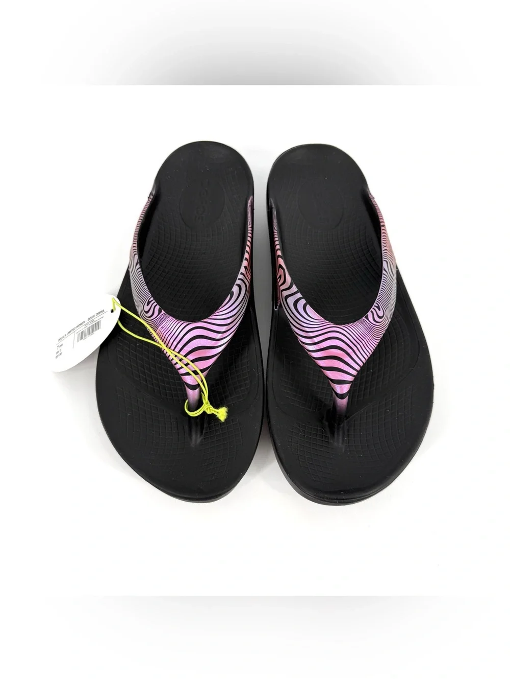 OOFOS OOlala Limited Edition Sandal Womens Size 7 Disco Zebra Recovery Cushion